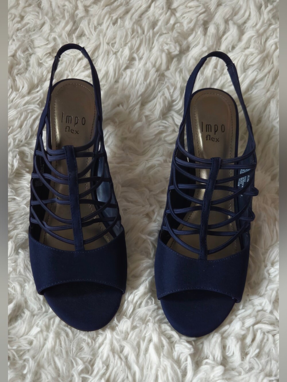 Impo Flex Navy Strappy Caged Slingback Open Toe Heels - Size 9.5M